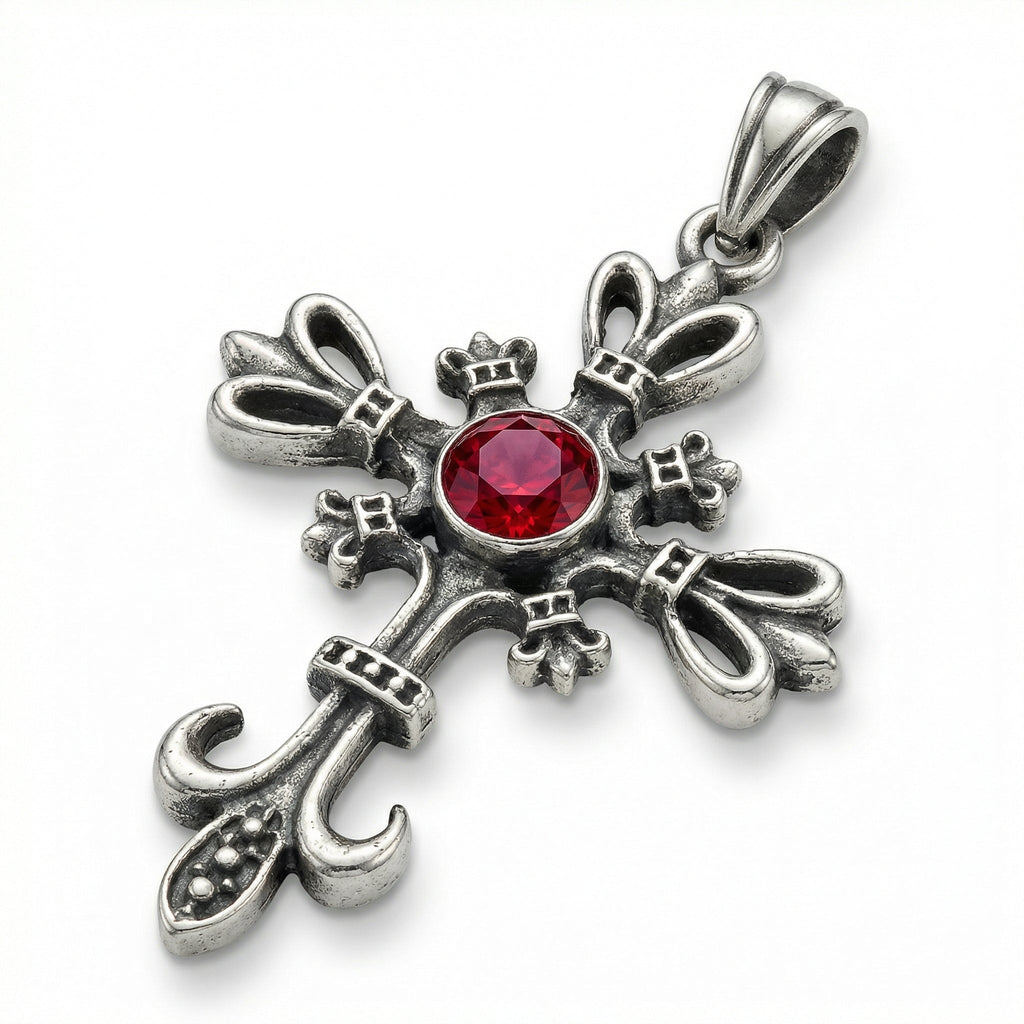 Ciondolo gotico “Croce Cremisi” stile gotico