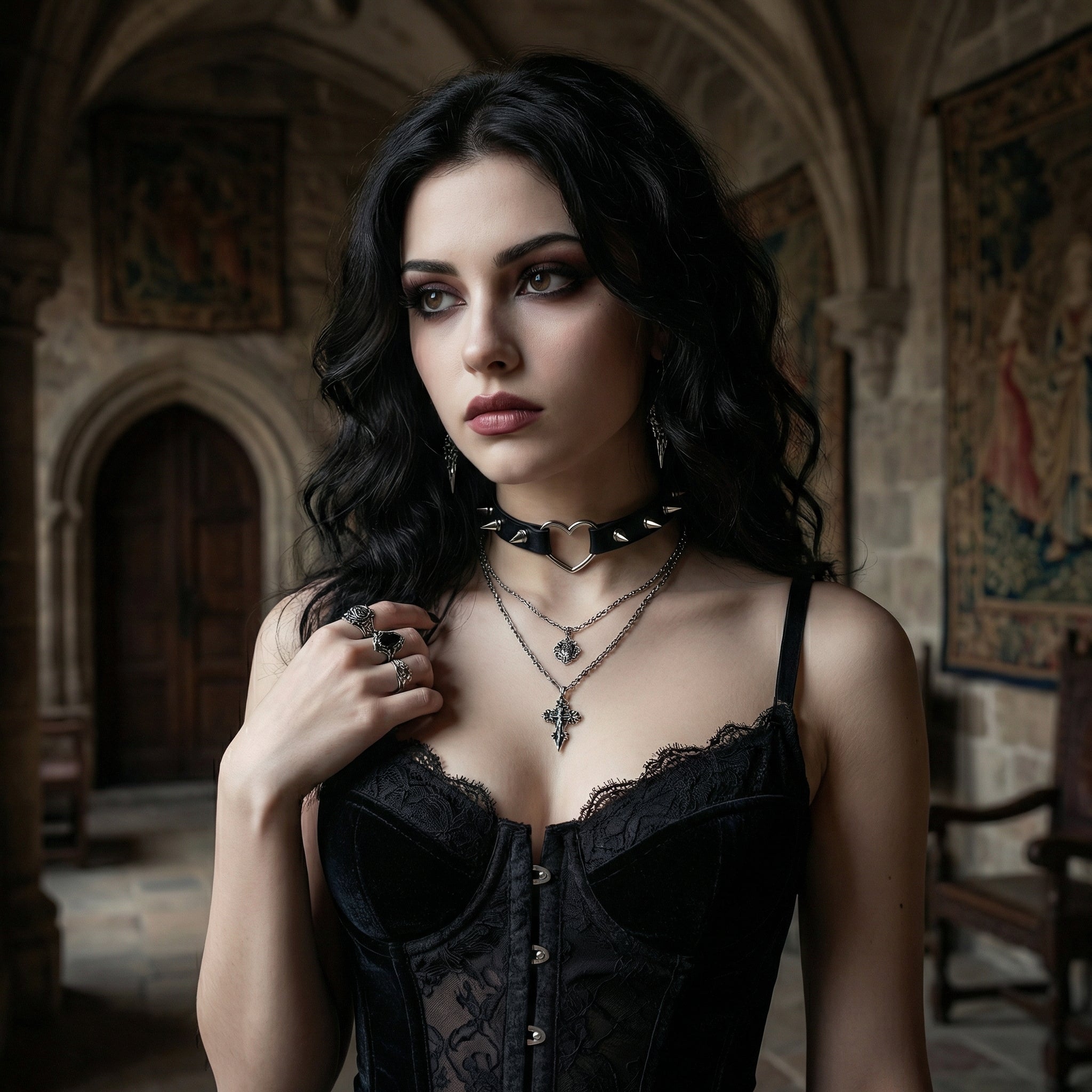 Choker “Cuore & Borchie” stile gotico