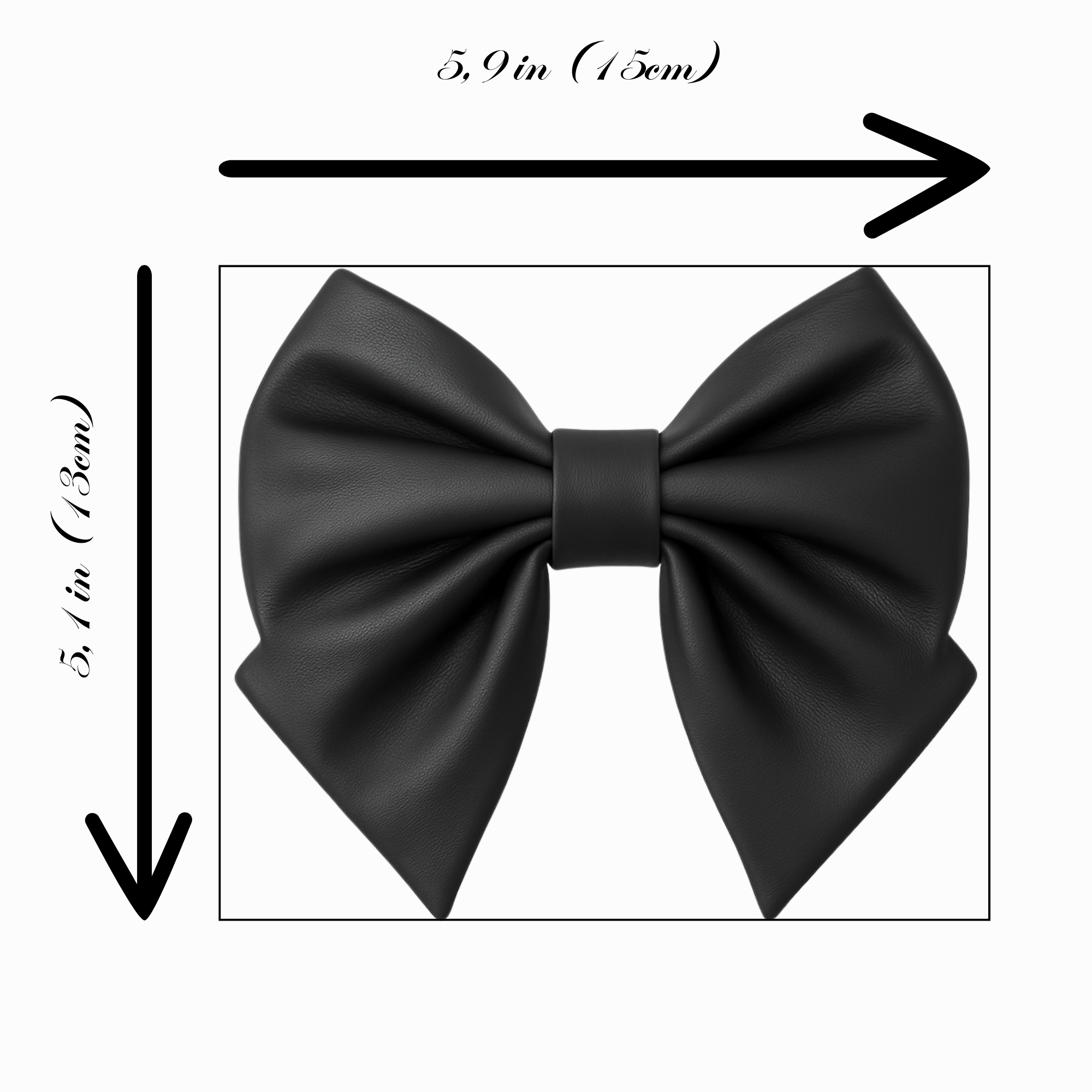 Girls Hair Bow Black Faux Leather Classic Style Hair Accessory Gothic style, Emo girl style