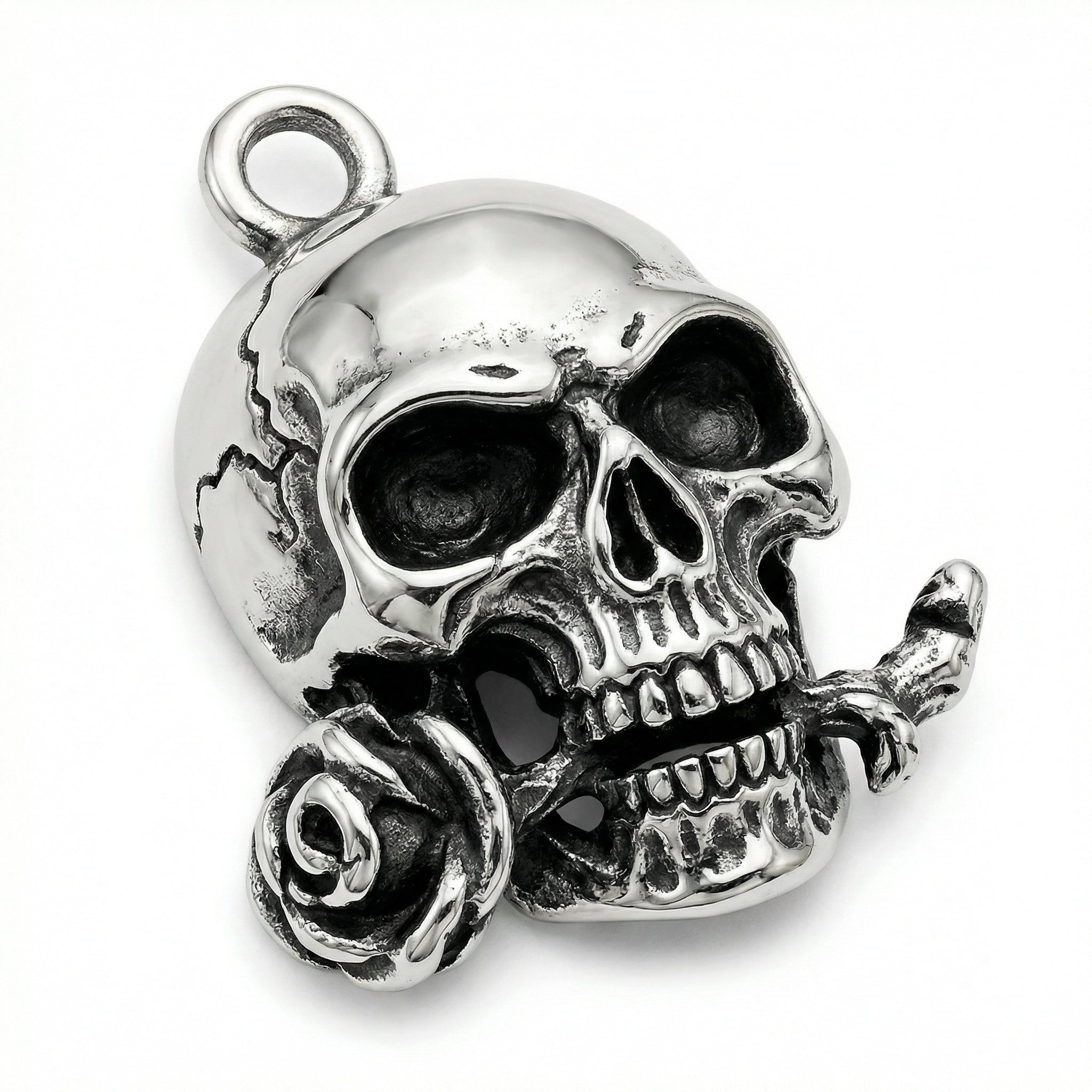 Ciondolo “Teschio con Rosa” stile gotico