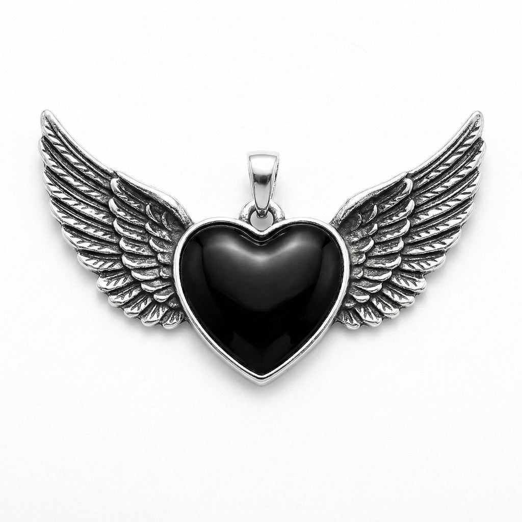 Ciondolo gotico “Cuore Alato Nero” stile gotico